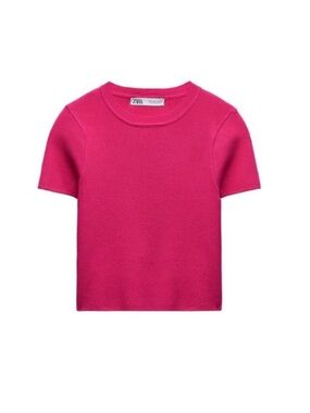 Zara KNIT CROP TOP FUCHSIA